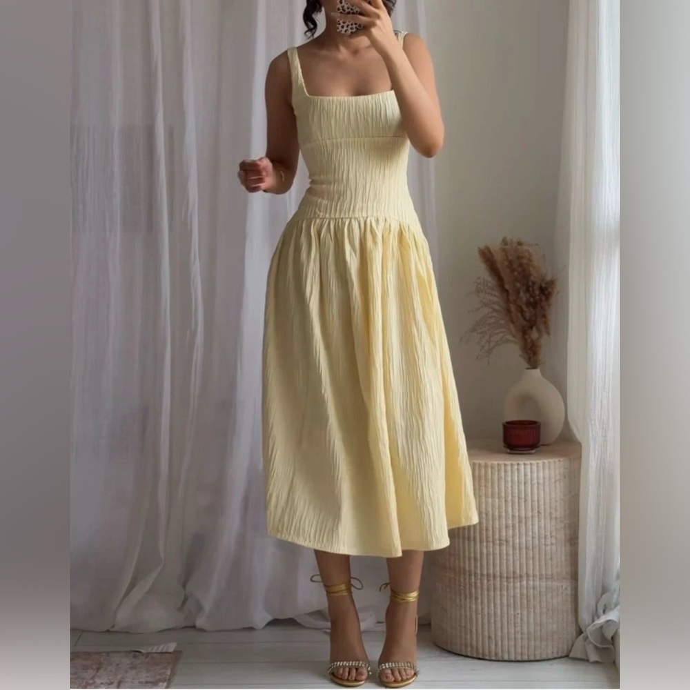 Zara Butter Yellow Midi Dress